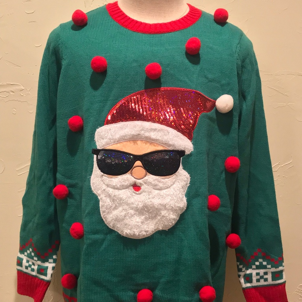 Womens 3XL Ugly Green Christmas Sweater Cool Santa
